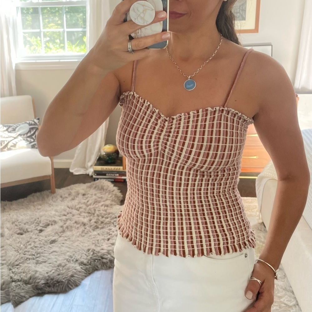 Madewell Smocked Jacquard Strap Top